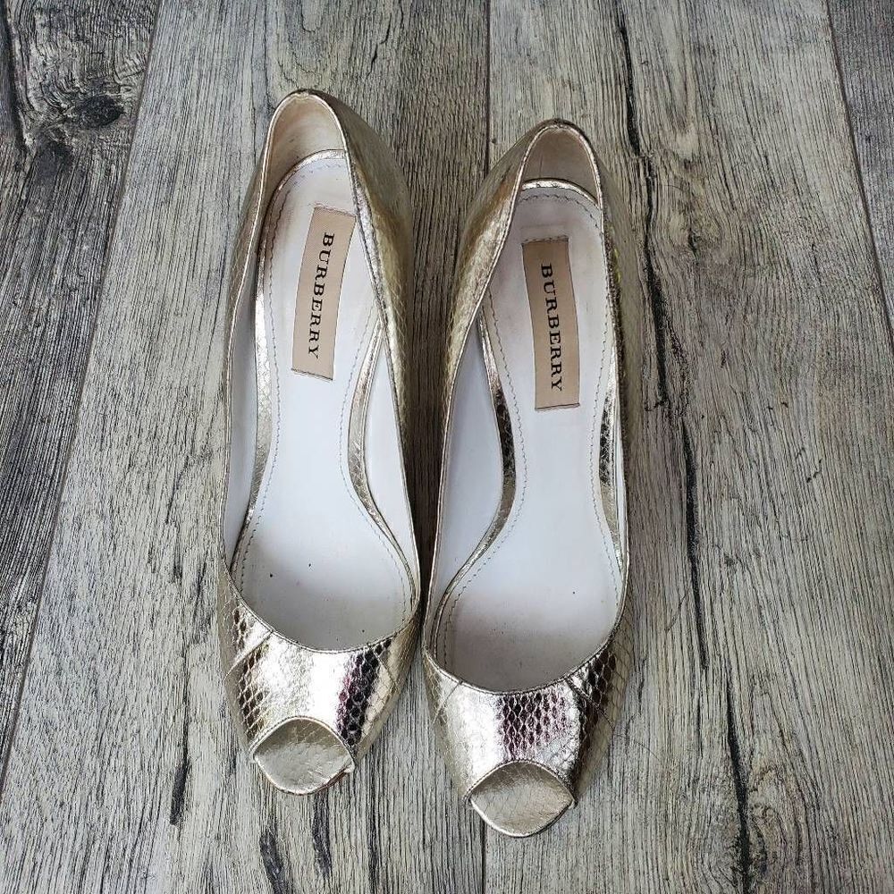 ‎Burberry Silver Snakeskin Peep Toe Pumps Size 39.5 9.5 - Picture 8 of 8